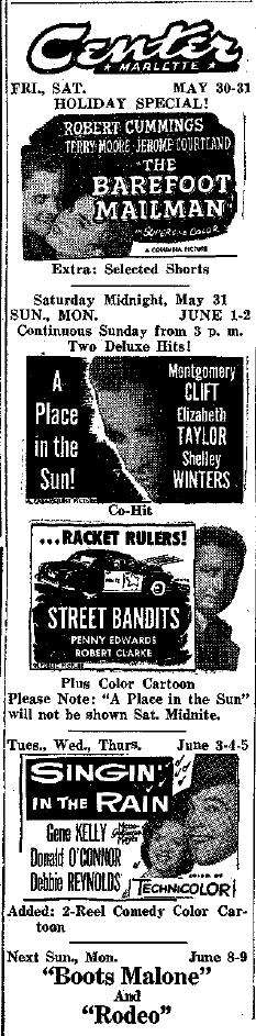 Center Theatre - May 52 Ad From James